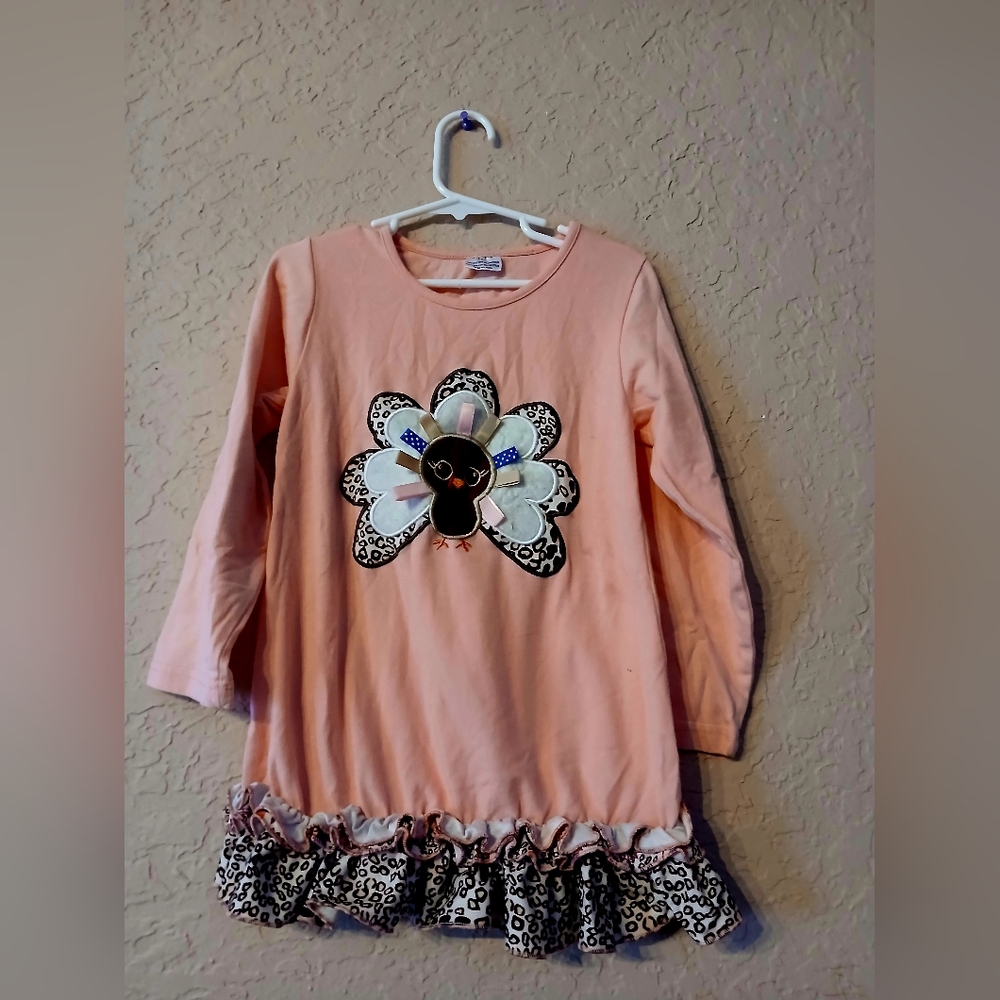 Kids Pink Turkey Applique Matching Set